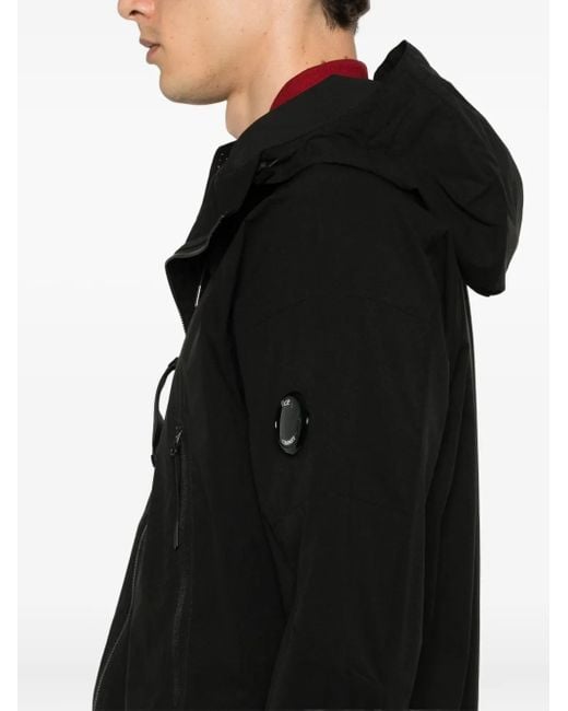 C P Company Black Hooded Jacket With Pockets for men