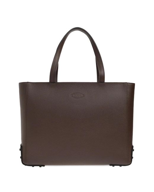 Tod's Brown Logo-Embossed Tote Bag for men