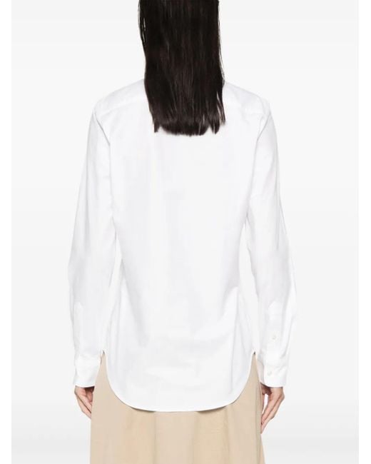 Polo Ralph Lauren White Ls Brkn St-Long Sleeve-Button Front Shirt