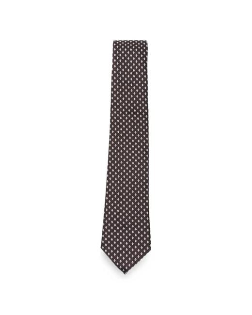 Emporio Armani White Geometric-Pattern Silk Tie for men