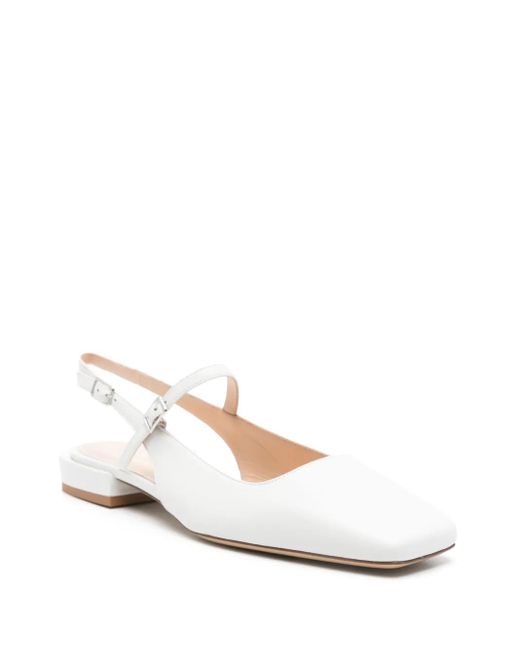 P.A.R.O.S.H. Natural Leather Slingback Flat Pumps