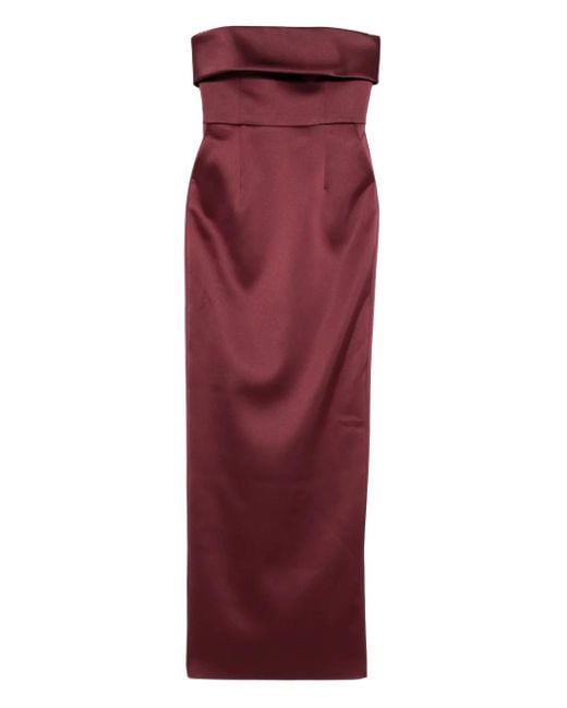 The New Arrivals Ilkyaz Ozel Red Rhea Strapless Midi Dress