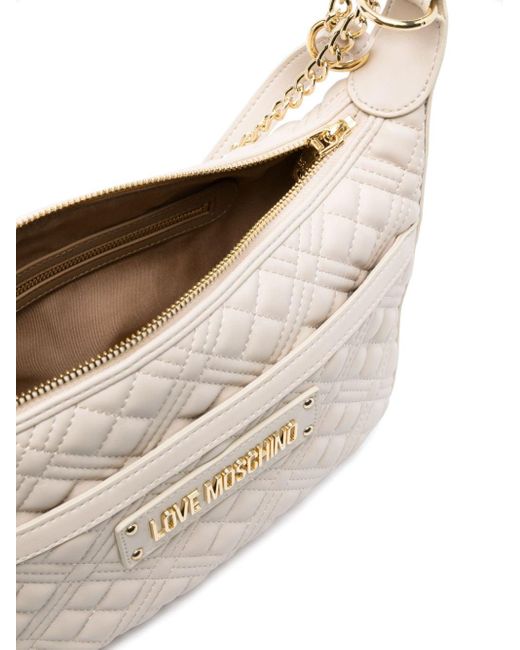 Love Moschino White Logo-lettering Quilted Shoulder Bag