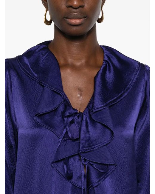 Bode Blue Ruffled Blouse
