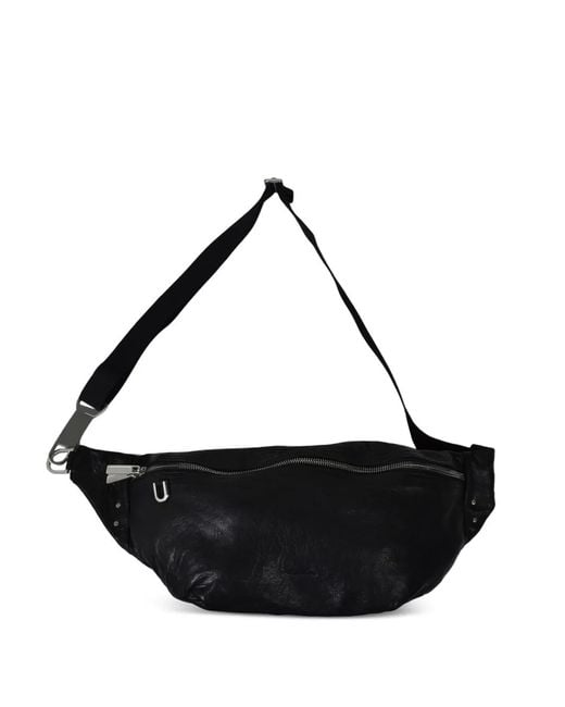 Rick Owens Black Sac Banane En Cuir for men