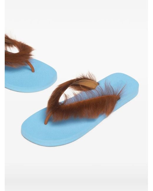 Marni Blue Ponyhair Flip-Flops for men