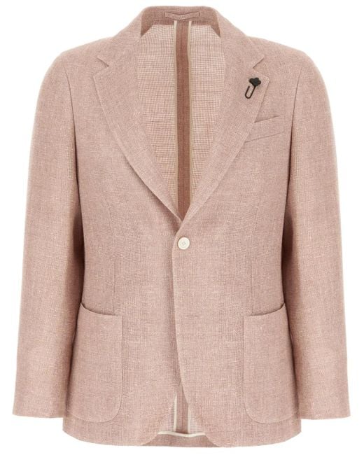 Blazer Con Tasche Applicate di Lardini in Natural da Uomo