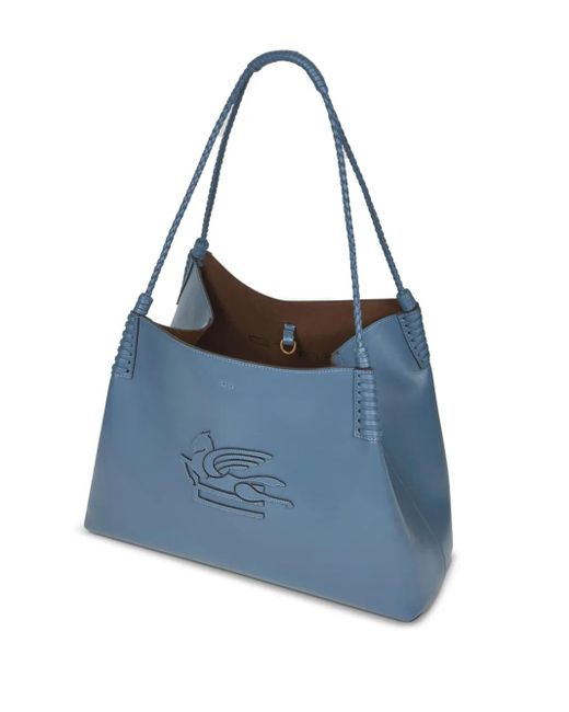 Etro Blue Klare blaue tote tasche mit patch
