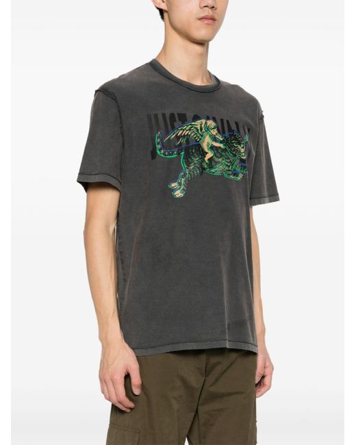 Just Cavalli T-shirt Met Tijgerprint in het Gray voor heren