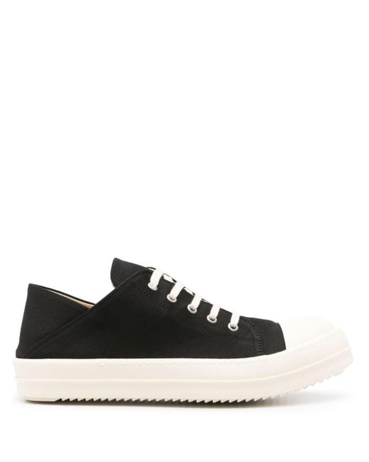 Rick Owens Black Lace-up Canvas Sneakers for men