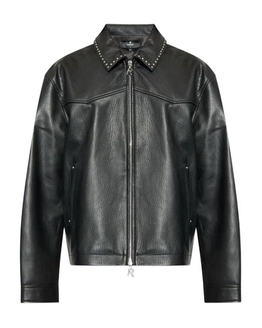 メンズ Represent X Iron Maiden Trooper スタッズ レザージャケット Black