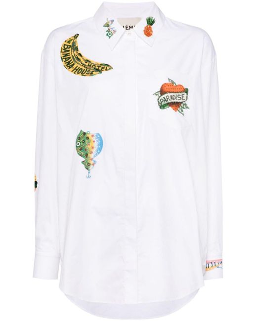 ALÉMAIS White Embroidered Long-sleeve Shirt