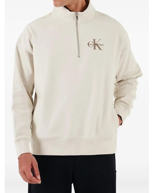 Calvin Klein White Half-Zip Sweatshirt for men