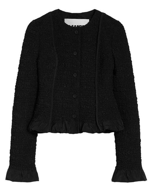 Jil Sander Black Chaqueta Puños-Dobladillo Drap Negro
