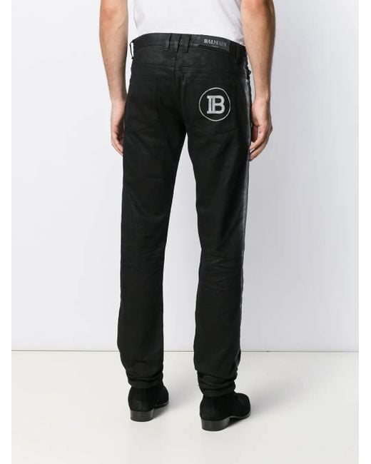 Balmain Black Spray Band Jeans for men