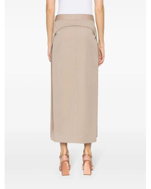 The Attico Natural Panelled Twill Midi Skirt
