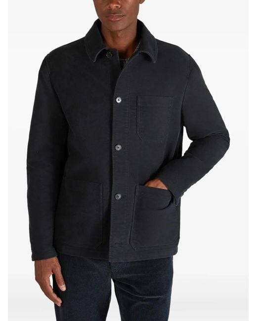 Slowear Blue Patch-Pocket Cotton Shirt Jacket for men