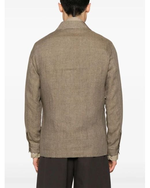 Boss Brown Linen Overshirt for men