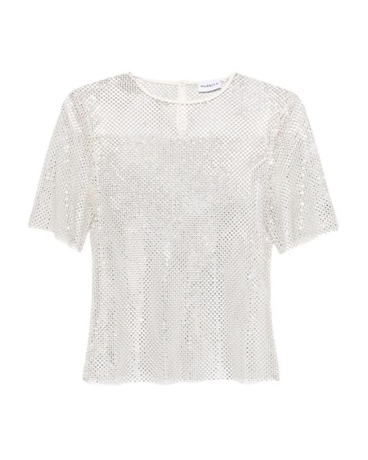 Top de malla con apliques Marella de color White