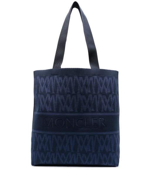 Moncler Shopper Met Monogram Jacquard in het Blue voor heren