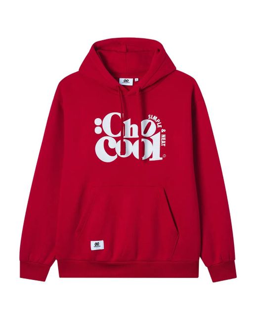 Chocoolate Red Logo-Print Hoodie for men