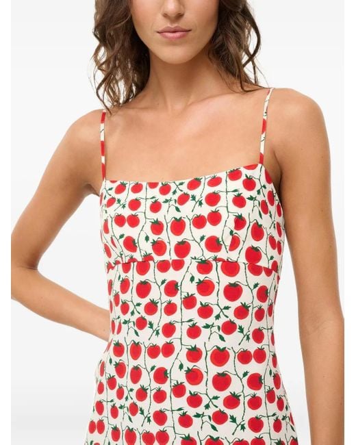 Staud Remington Tomato-print Slip Dress Red