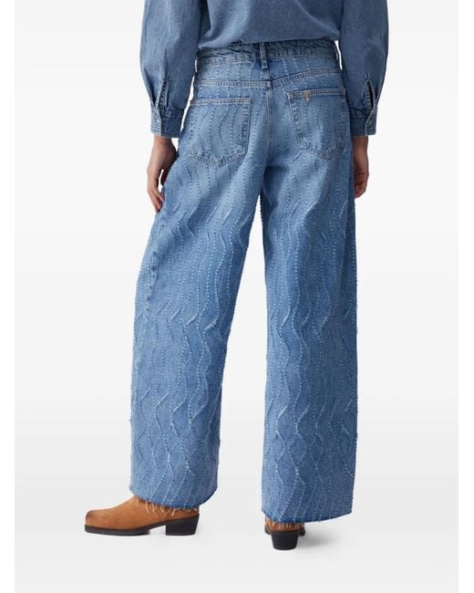 Liu Jo Blue Flared Jeans With Laser-Etched Details