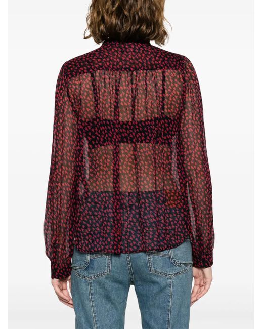 Zadig & Voltaire Purple Tino Crush Semi-Sheer Shirt