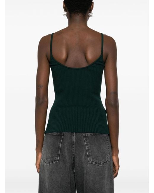 Courreges Green Ribbed Tank Top Clothing