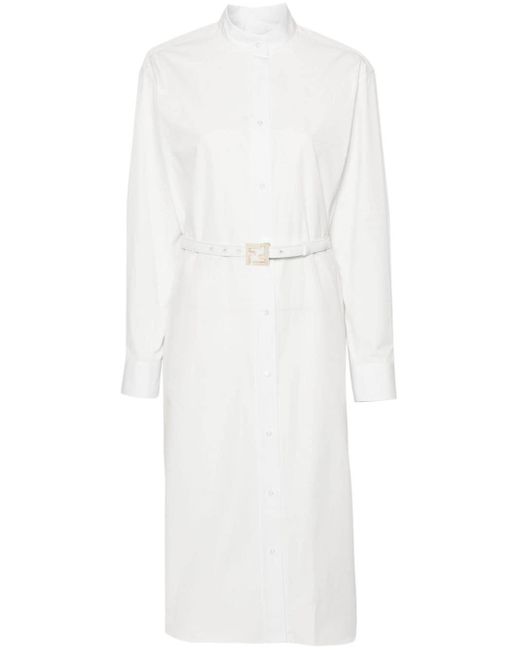 Robe-chemise à taille ceinturée Fendi en coloris White