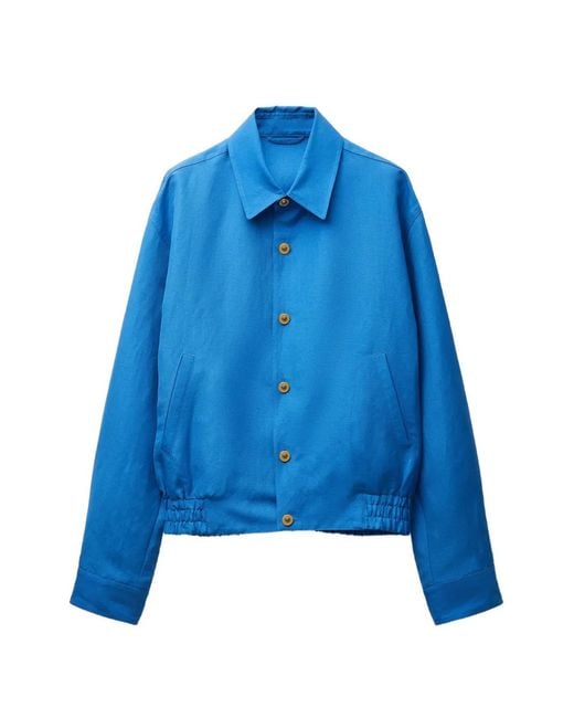 Versace Blue Wool-Linen Blouson for men