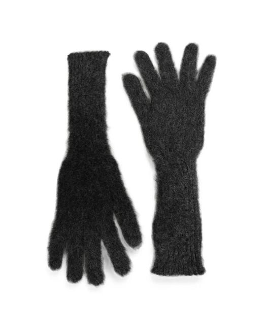 Maison Margiela Black Brushed-Knit Wool Gloves