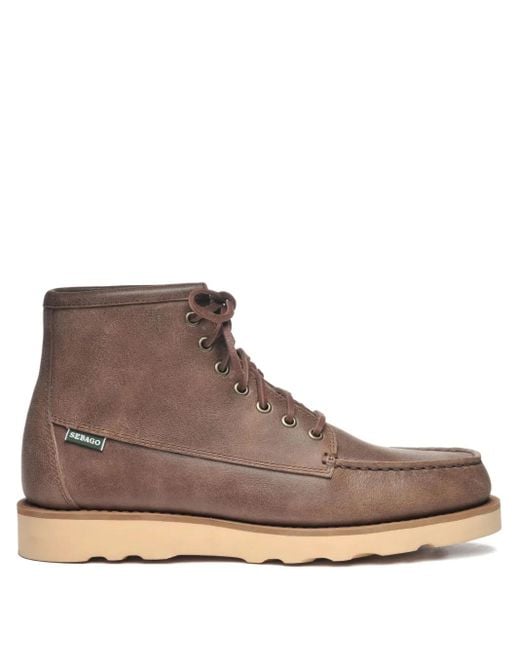 Sebago Brown Lace-Up Leather Boots for men