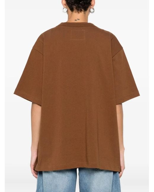 Sacai Brown Logo-Patch T-Shirt