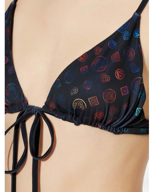 Casablanca Blue Monogram Tie Bikini Top