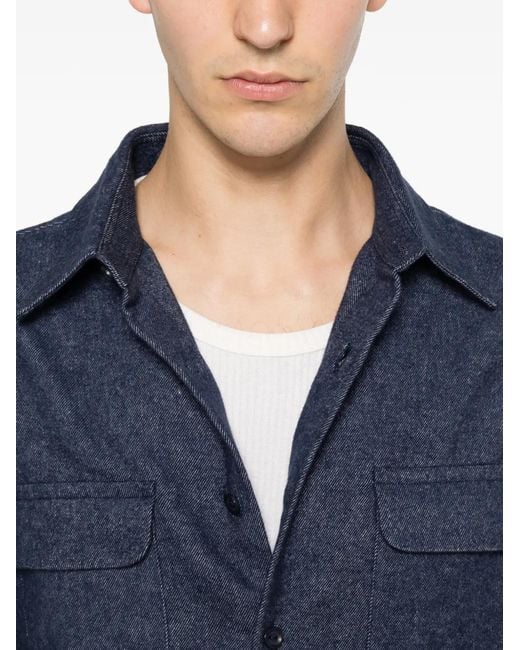 Sandro Blue Flap-Pocket Long-Sleeve Shirt for men