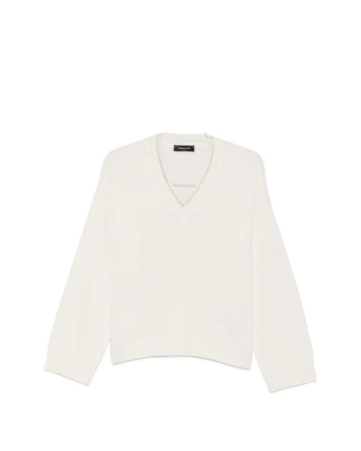 Fabiana Filippi White V-Neck Sweater