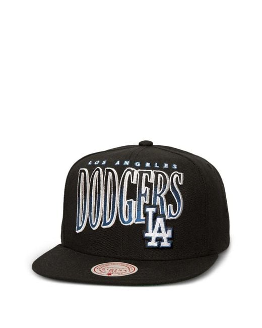 Mitchell & Ness Black Mlb Los Angeles Dodgers Line Work Cap for men