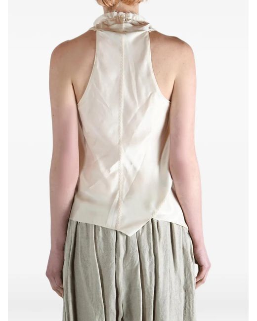 Yehuafan White Ruffle Tie Top