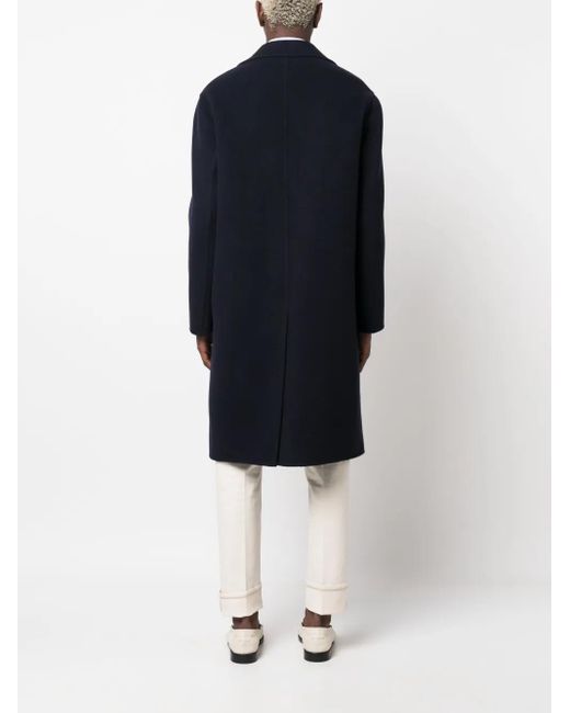 Lardini Blue Single-Breasted Wool-Blend Coat for men