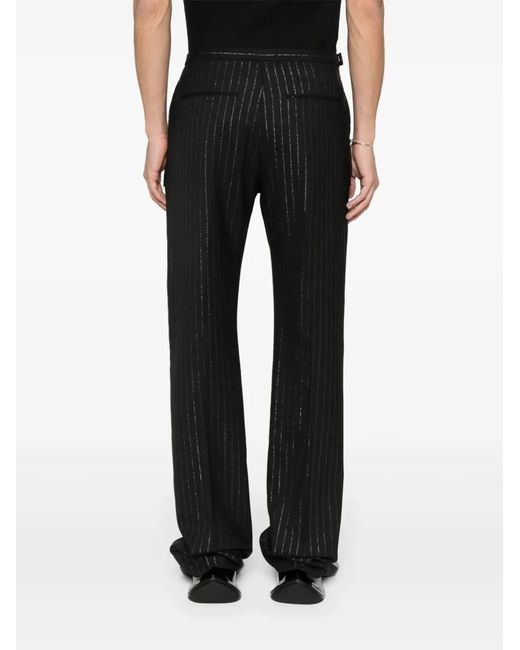 Acne Black Pinstripe-Pattern Trousers for men