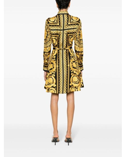 Versace Metallic Heitage Kleid mit Barock-Print