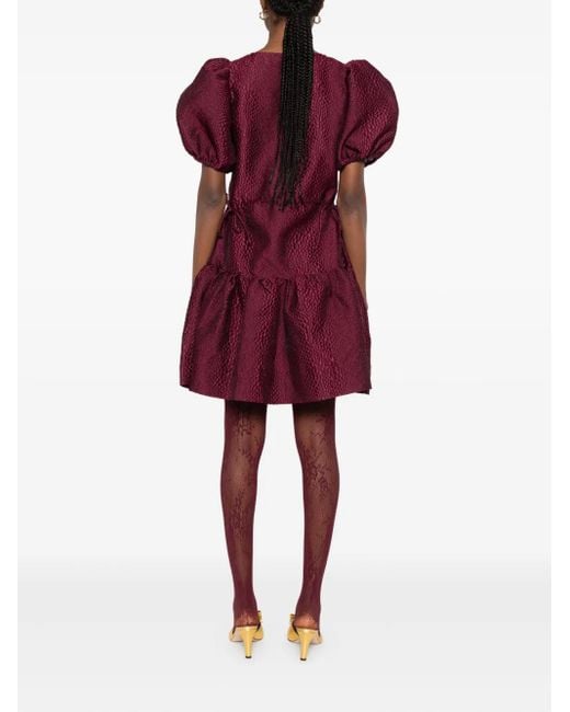 Vestido de manga farol a capas Sea de color Red