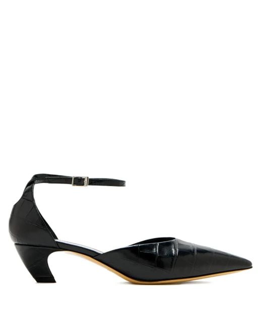 Le Monde Beryl Black 45mm Crocodile-effect Pumps