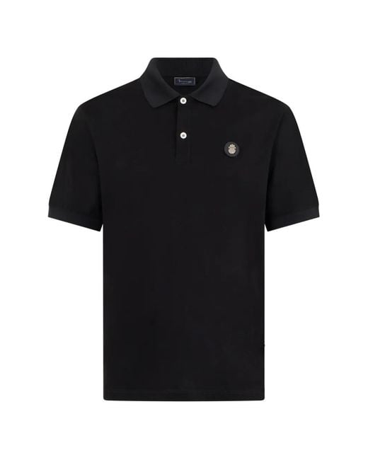 Billionaire Black Logo-Patch Buttoned Polo Shirt for men