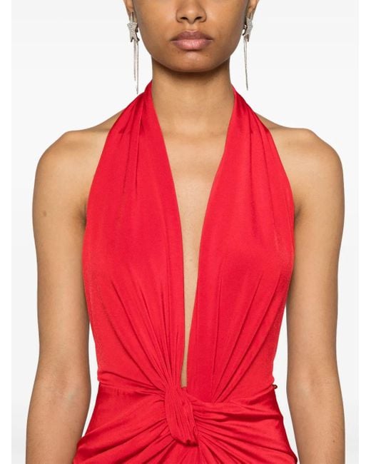 Nissa Red Backless Maxi Dress