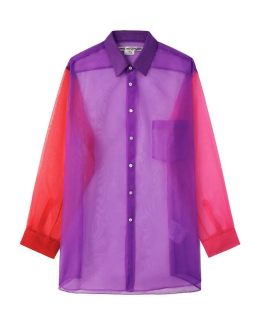 Comme des Garçons Purple Colour-Block Sheer Shirt