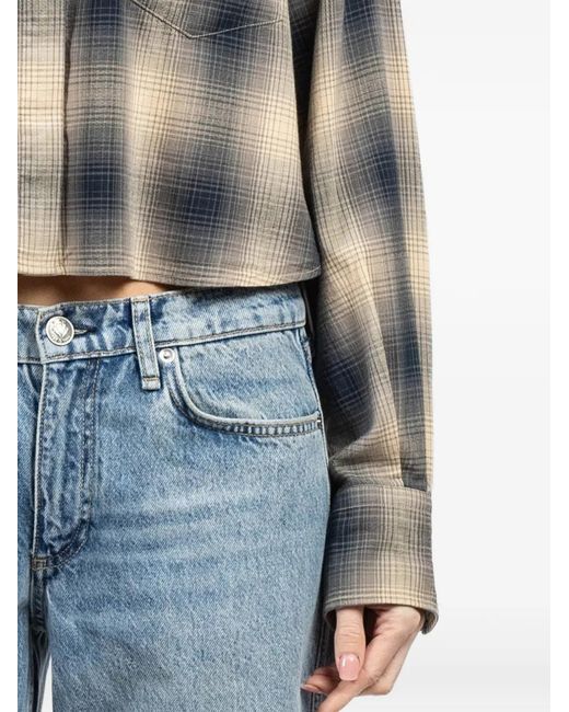Rag & Bone Gray Chemise Crop À Carreaux