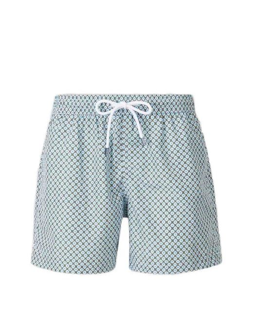 Fedeli Blue Madeira Drawstring Swim Shorts for men