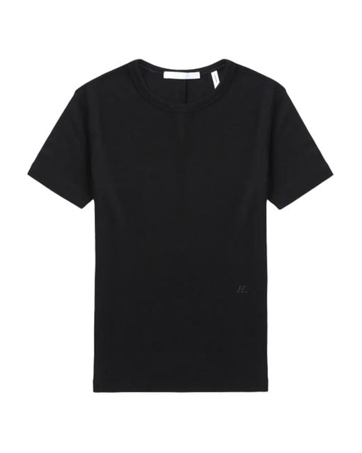 Helmut Lang Black Shrunken Ribbed-Knit Top